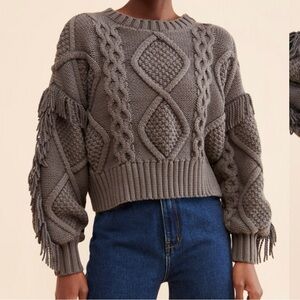 Line & Dot Revolve Jasper Fringe Sweater Small NWT